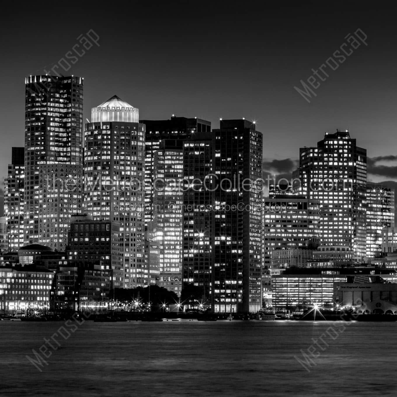 boston skyline exchange place building Black & White Office Art