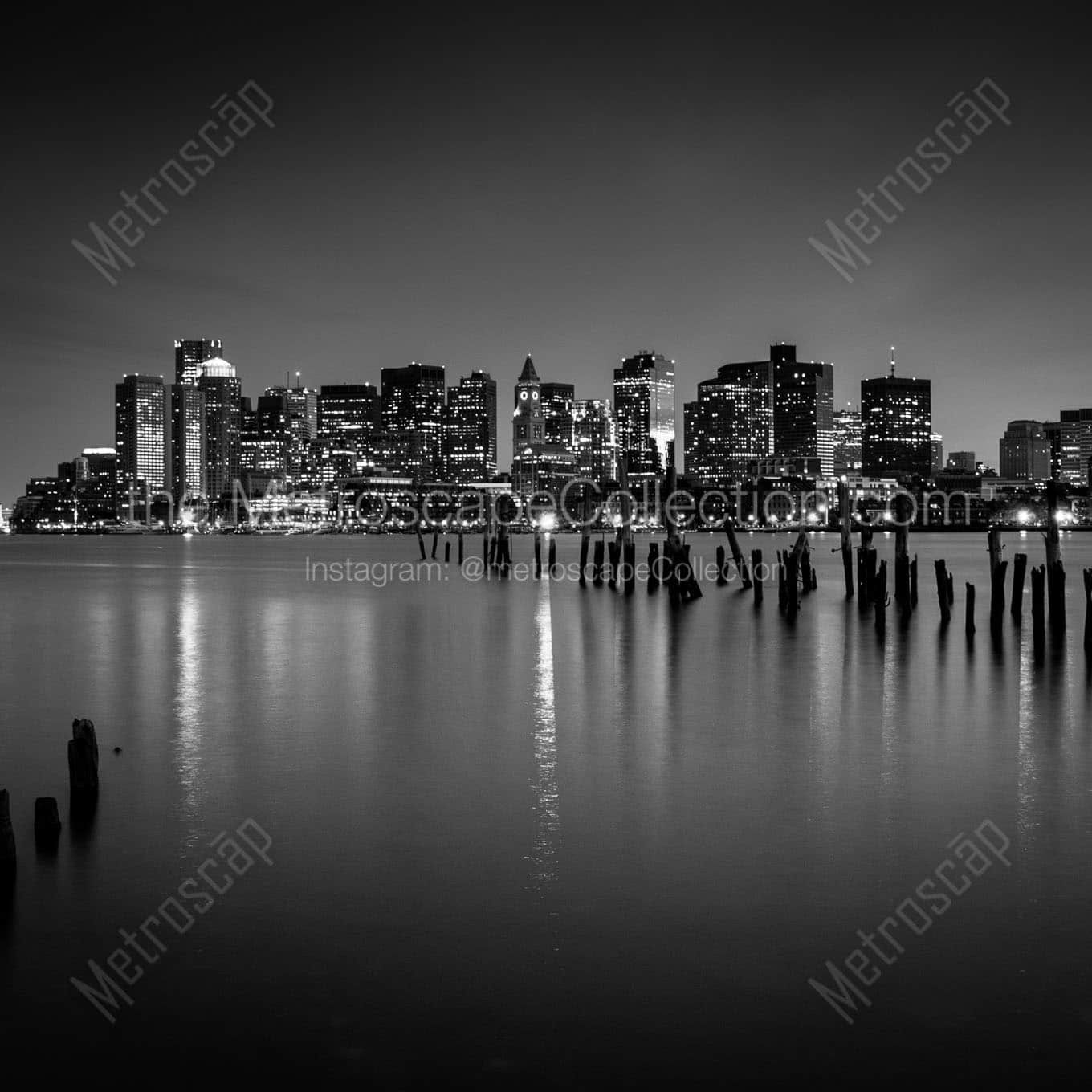 boston skyline financial district from lopresti park Black & White Office Art