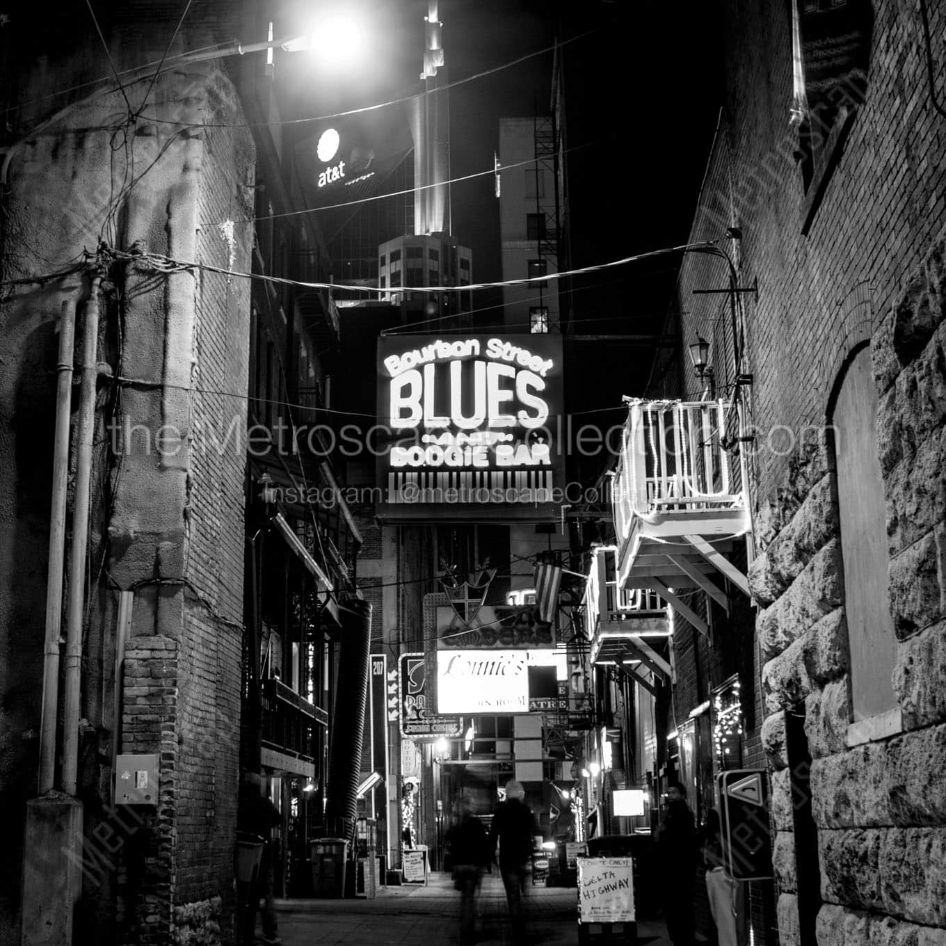 bourbon street blues boogie bar Black & White Office Art