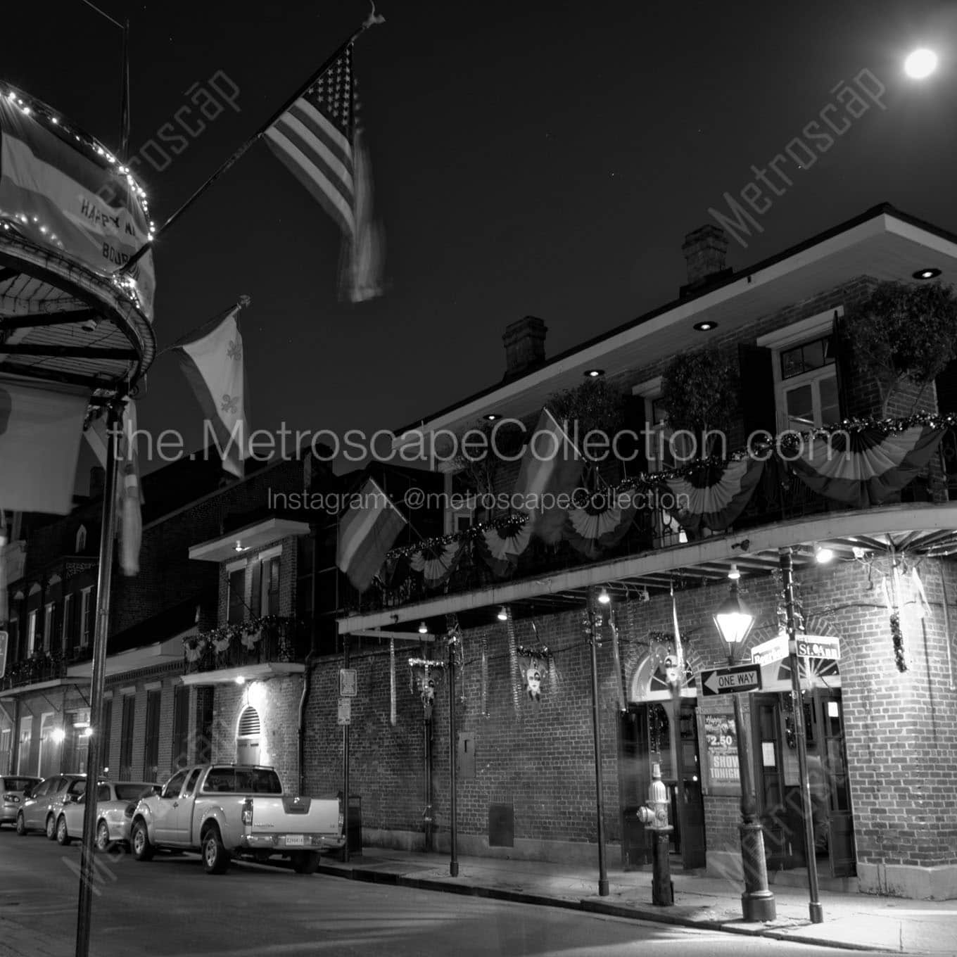 bourbon street french quarter at night Black & White Office Art