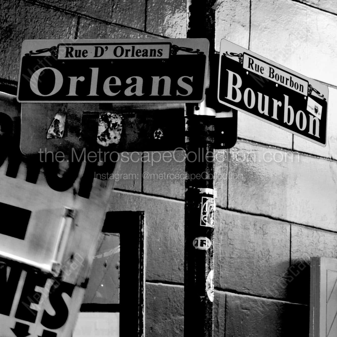 bourbon street orleans street signs Black & White Office Art