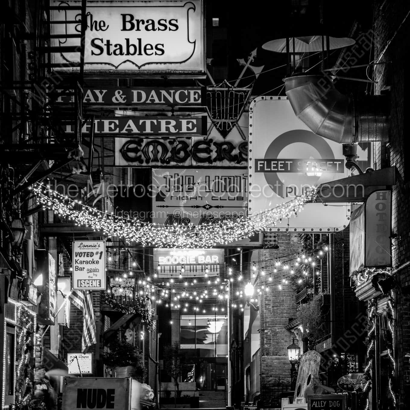 brass stables printers alley Black & White Office Art