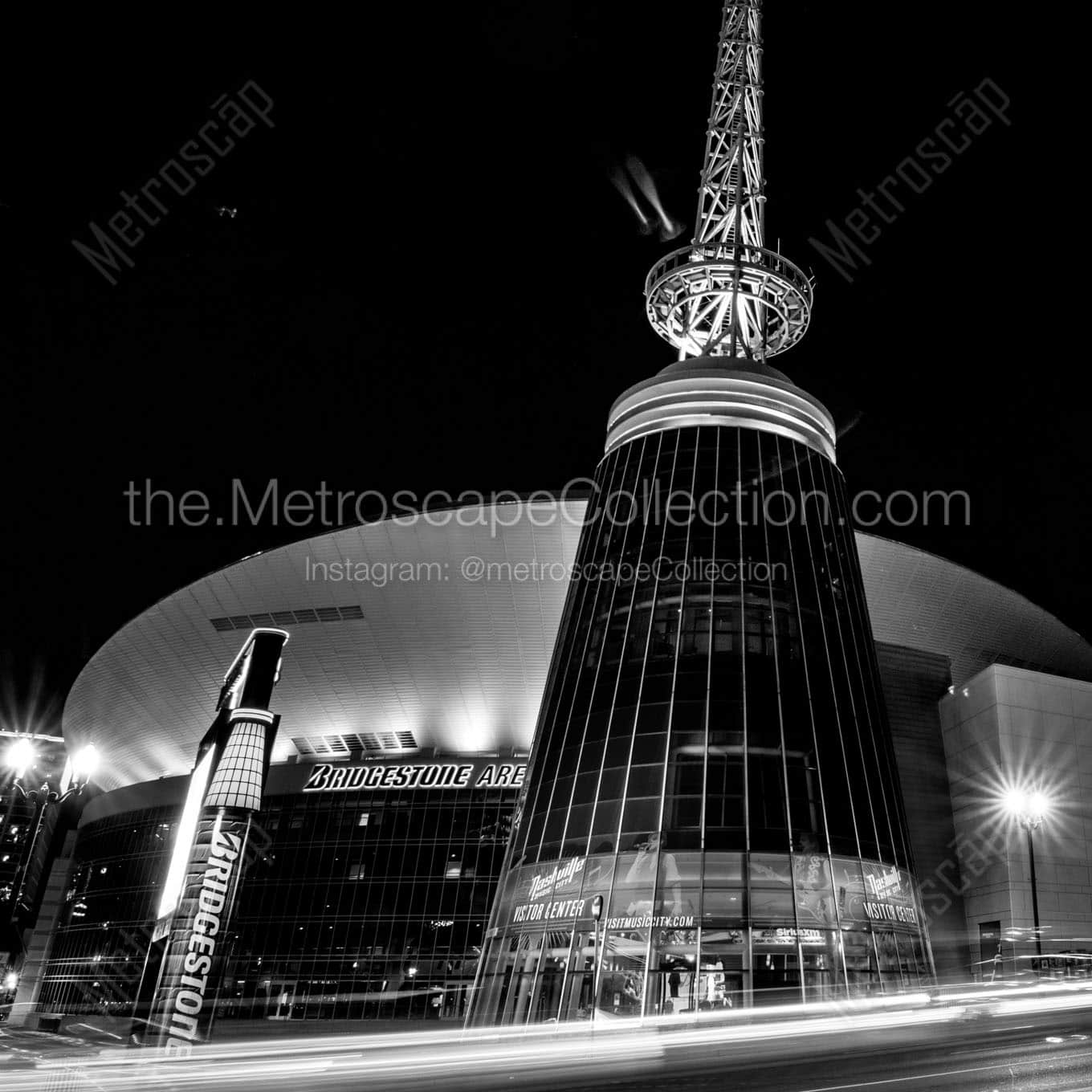 bridgestone arena at night Black & White Office Art