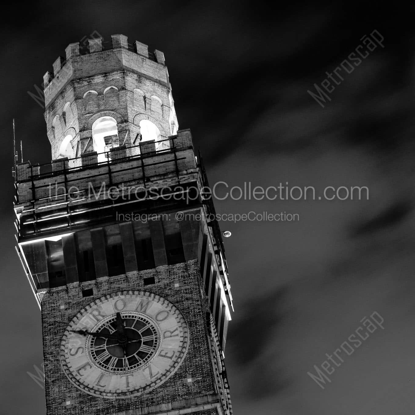 bromo seltzer tower maryland university Black & White Office Art