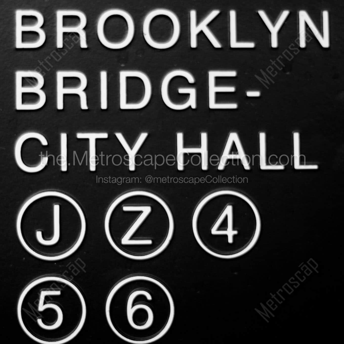 brooklyn bridge city hall subway station Black & White Office Art