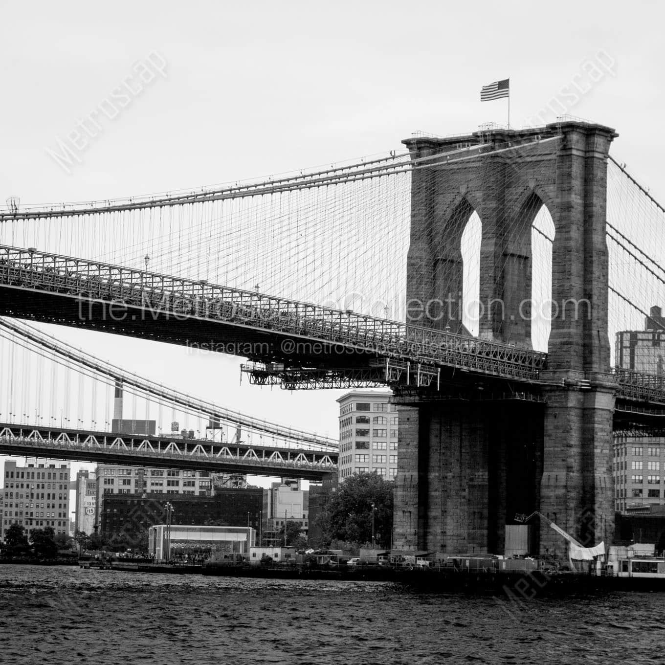 brooklyn bridge from manhattan Black & White Office Art