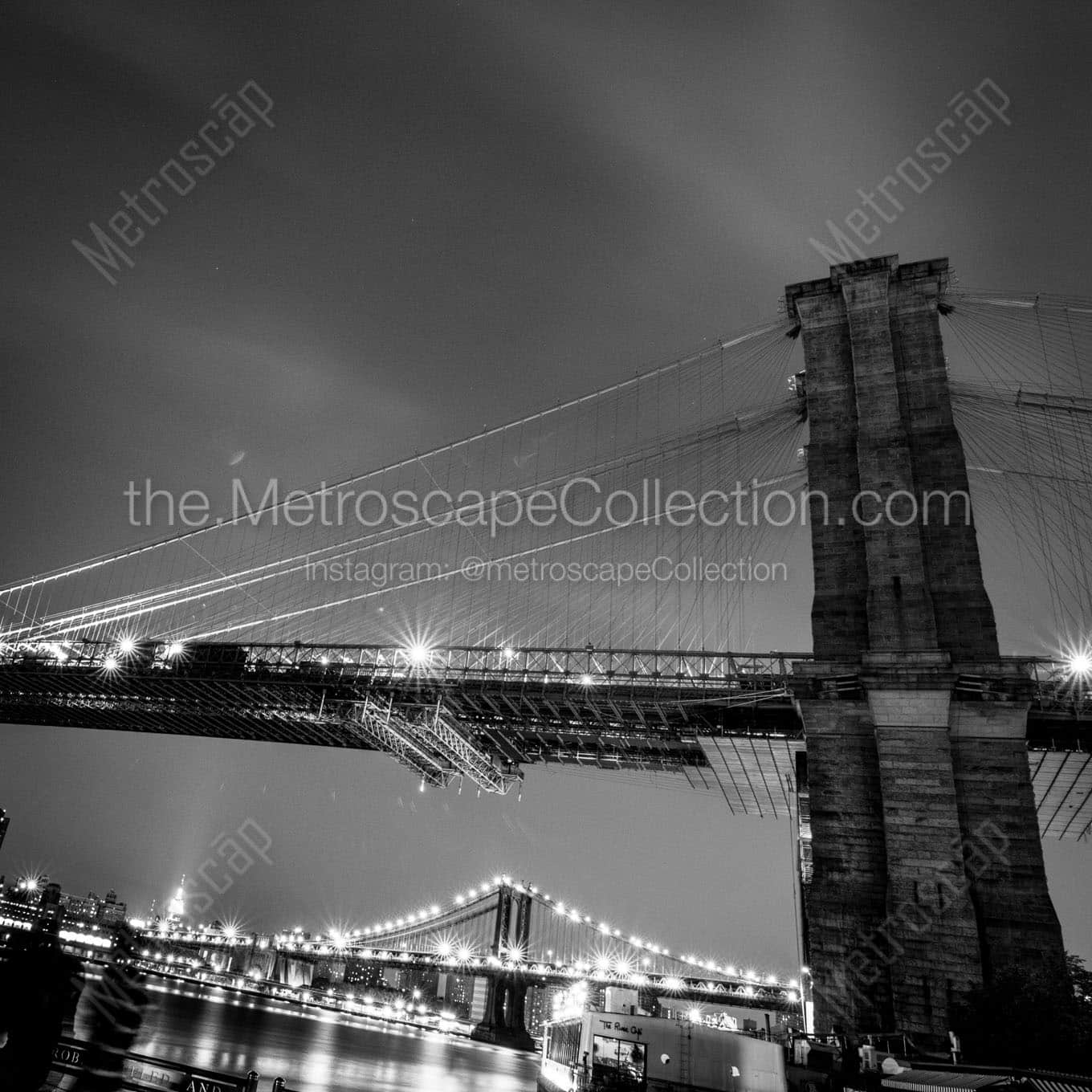 brooklyn bridge manhattan bridge empire state building Black & White Office Art