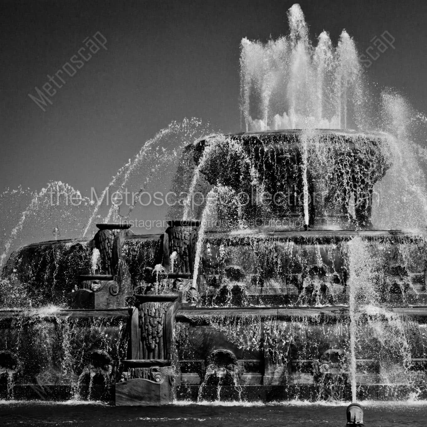 buckingham fountain Black & White Office Art