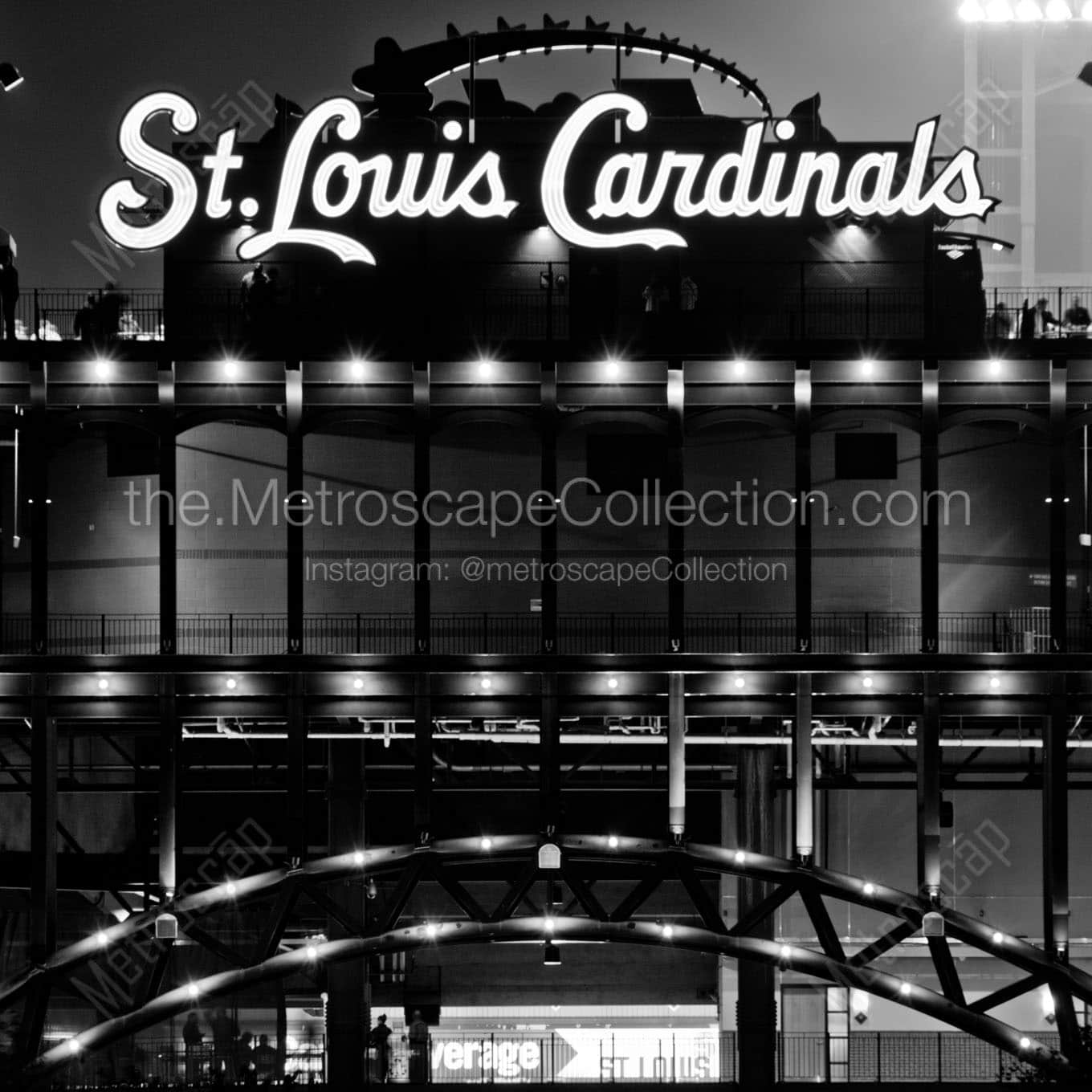 busch stadium at night Black & White Office Art