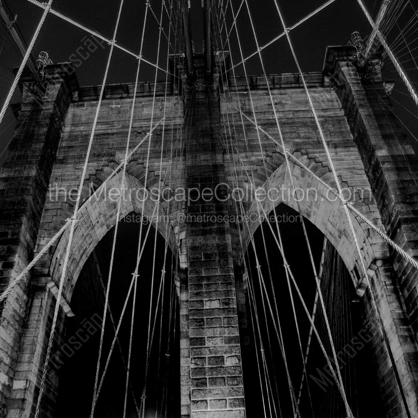 cable web brooklyn bridge night Black & White Office Art