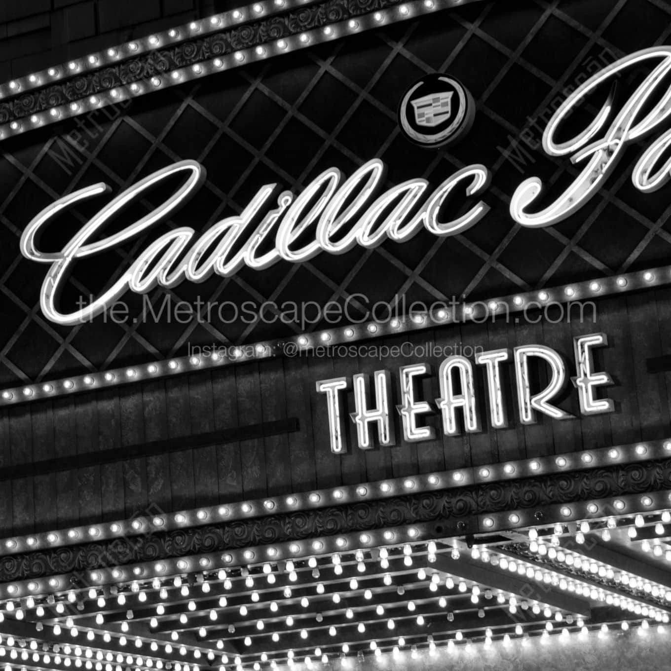 cadillac palace theatre Black & White Office Art