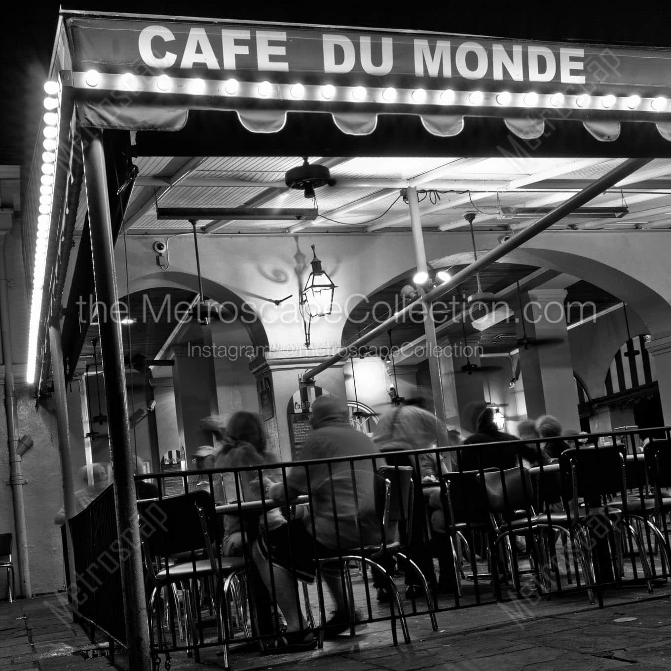 cafe du monde at night Black & White Office Art