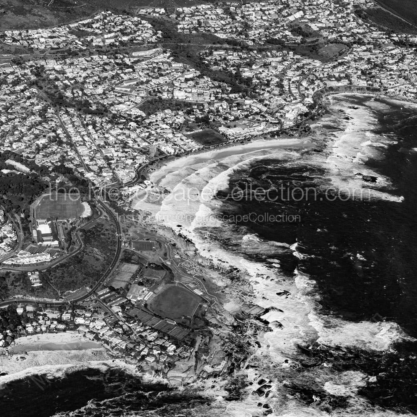 camps bay coastline Black & White Office Art