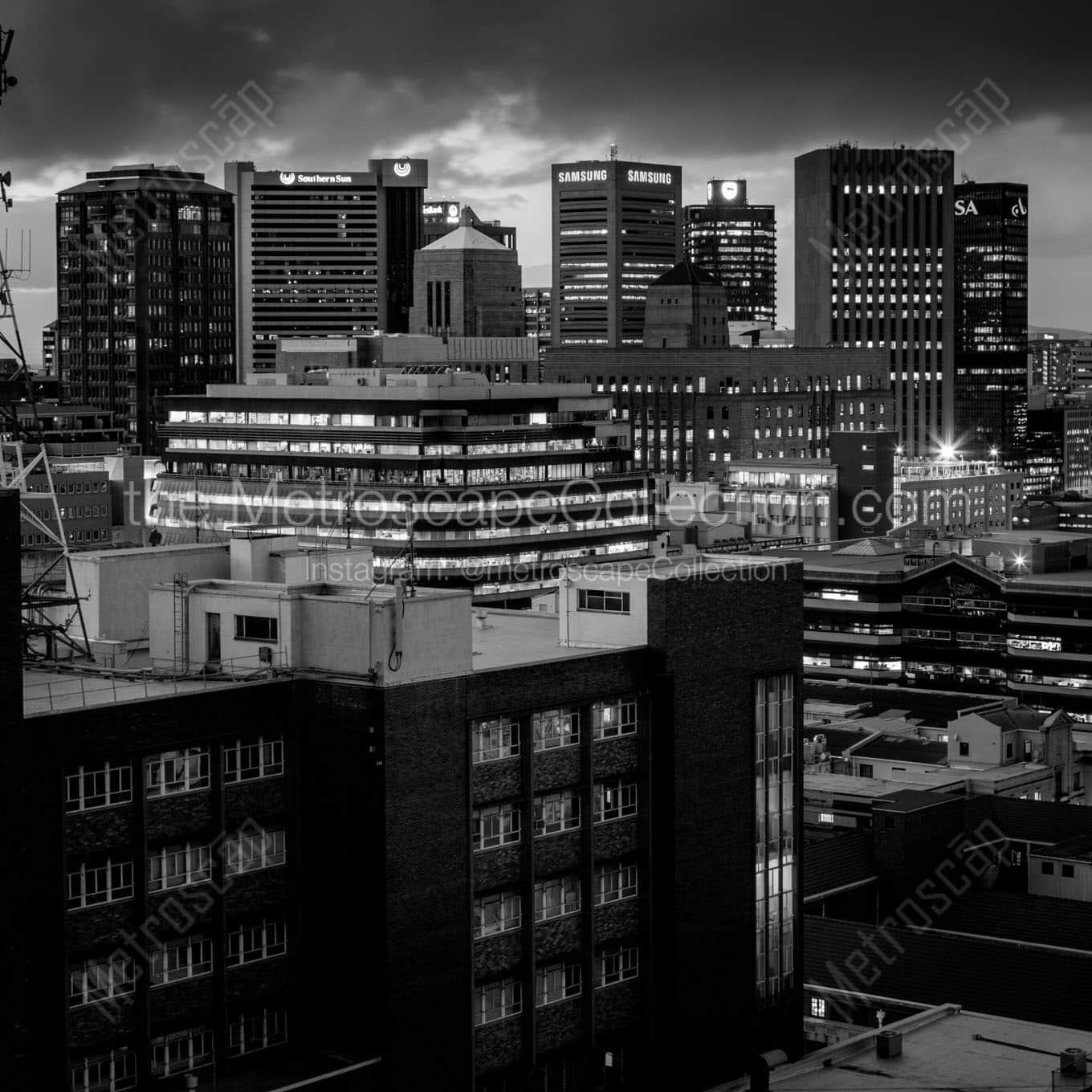 cape town skyline from district six Black & White Office Art