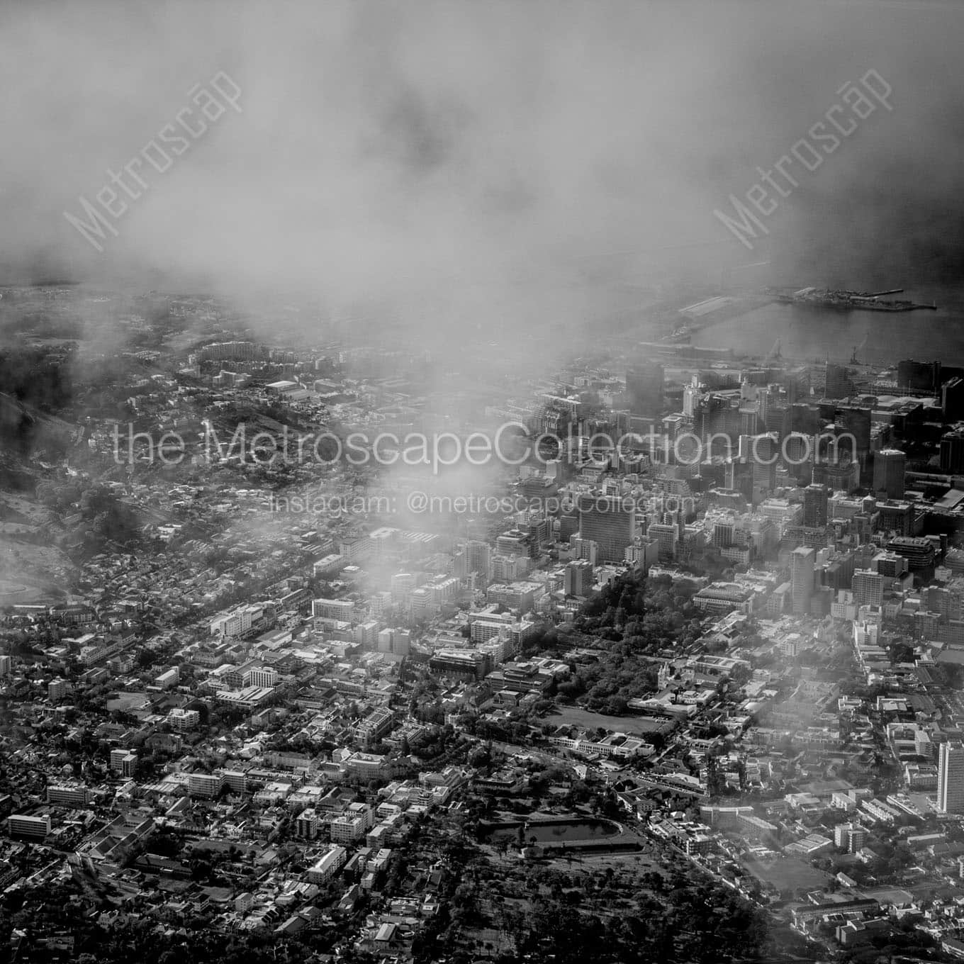 cape town skyline from table mountain Black & White Office Art