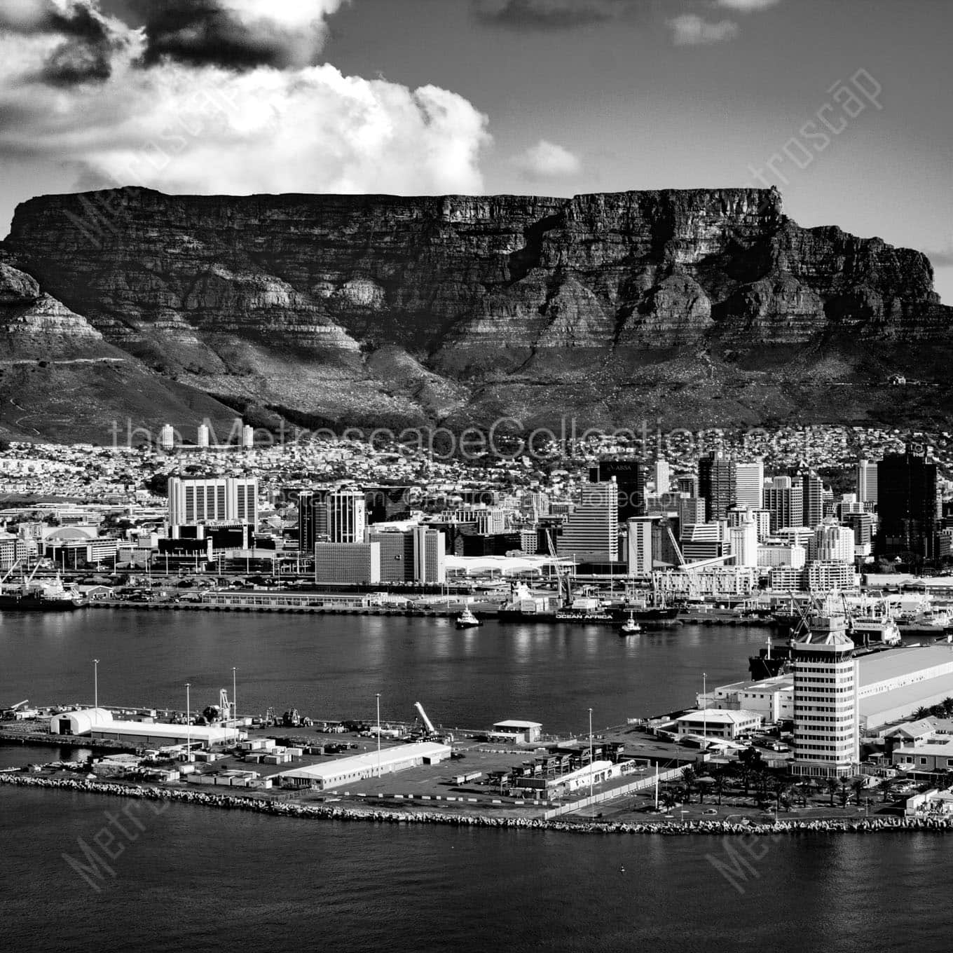 cape town waterfront Black & White Office Art