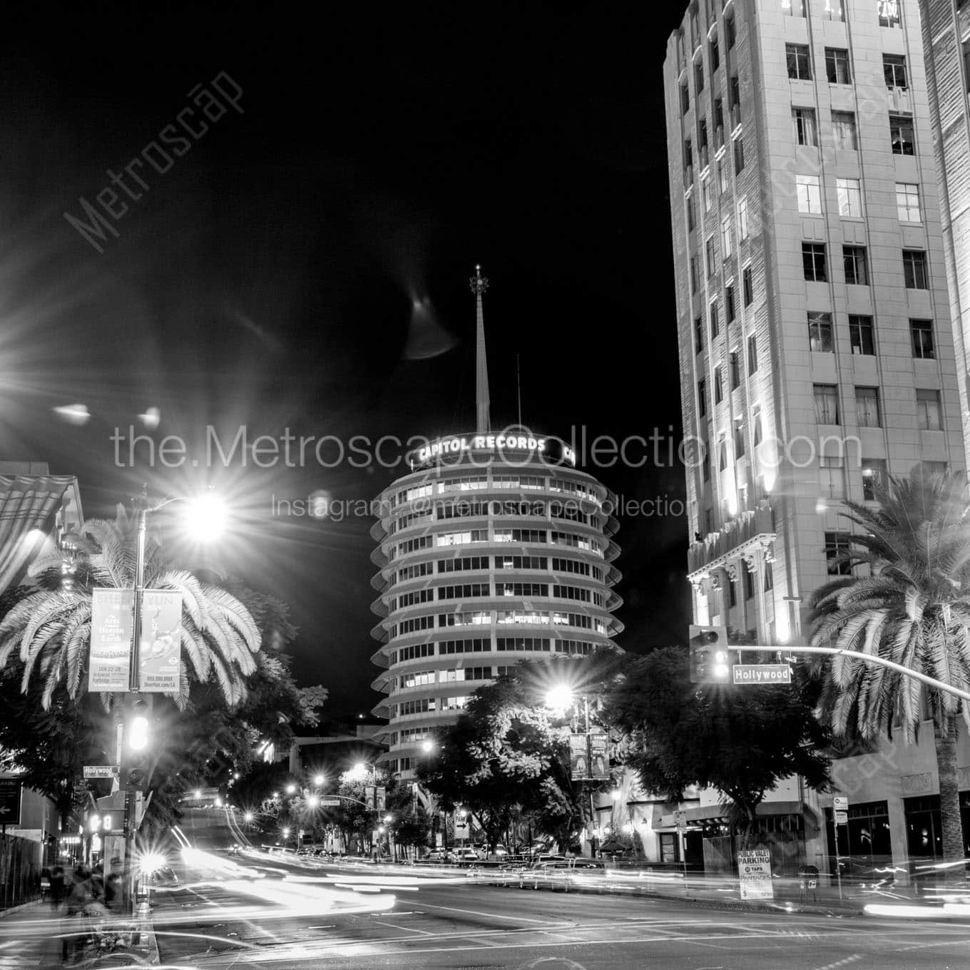 capitol records building hollywood vine Black & White Office Art