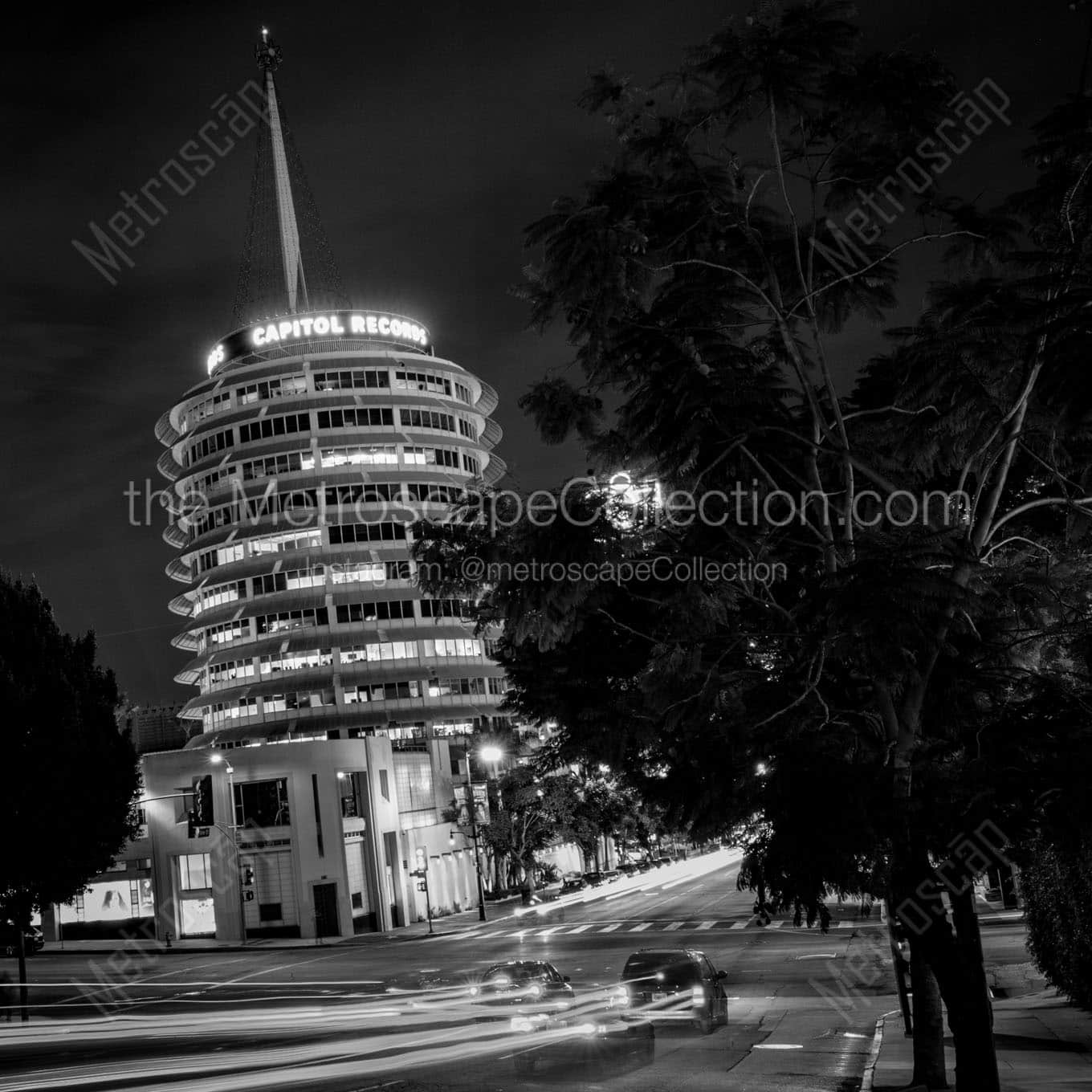 capitol records building yucca vine Black & White Office Art