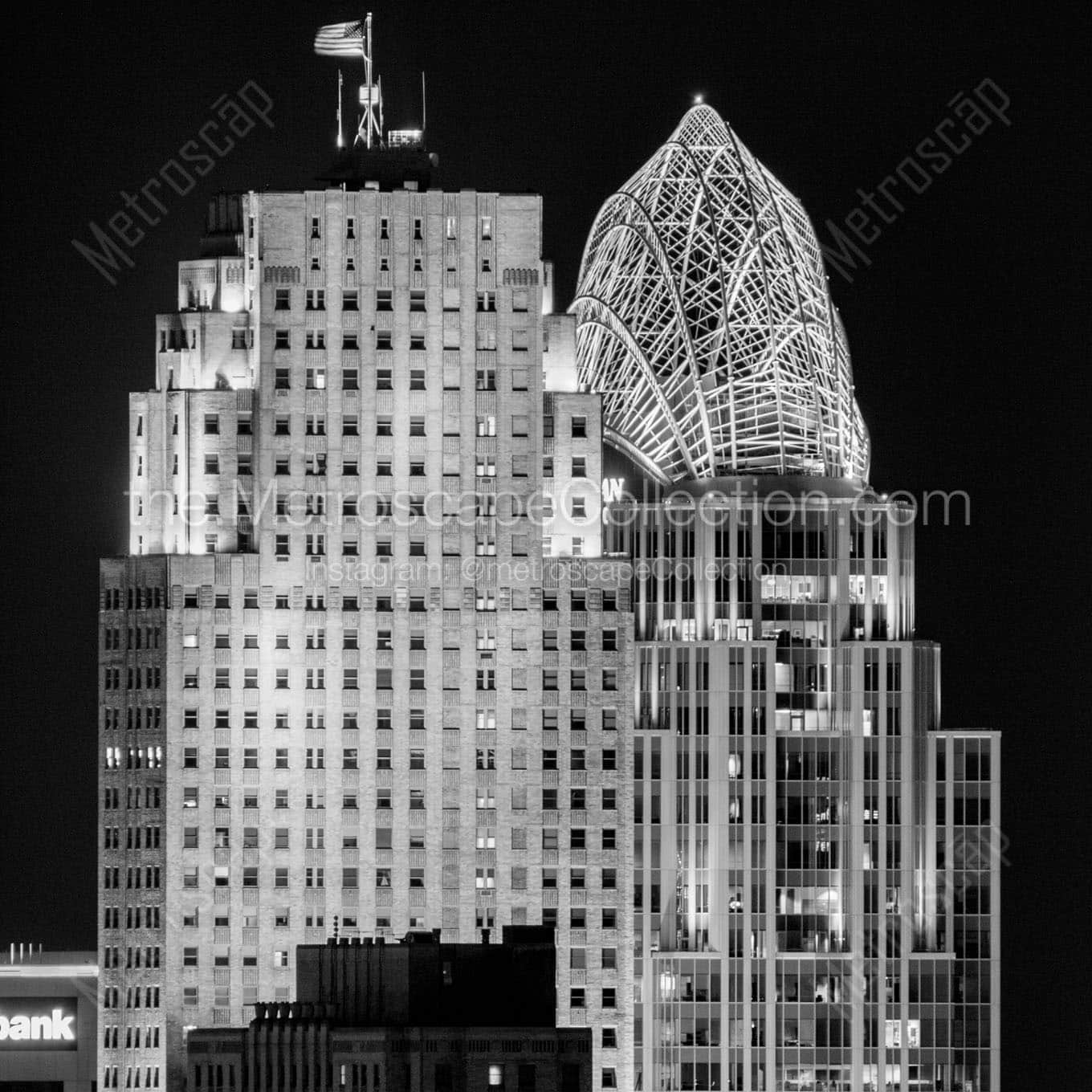carew tower top queen city tower top Black & White Office Art