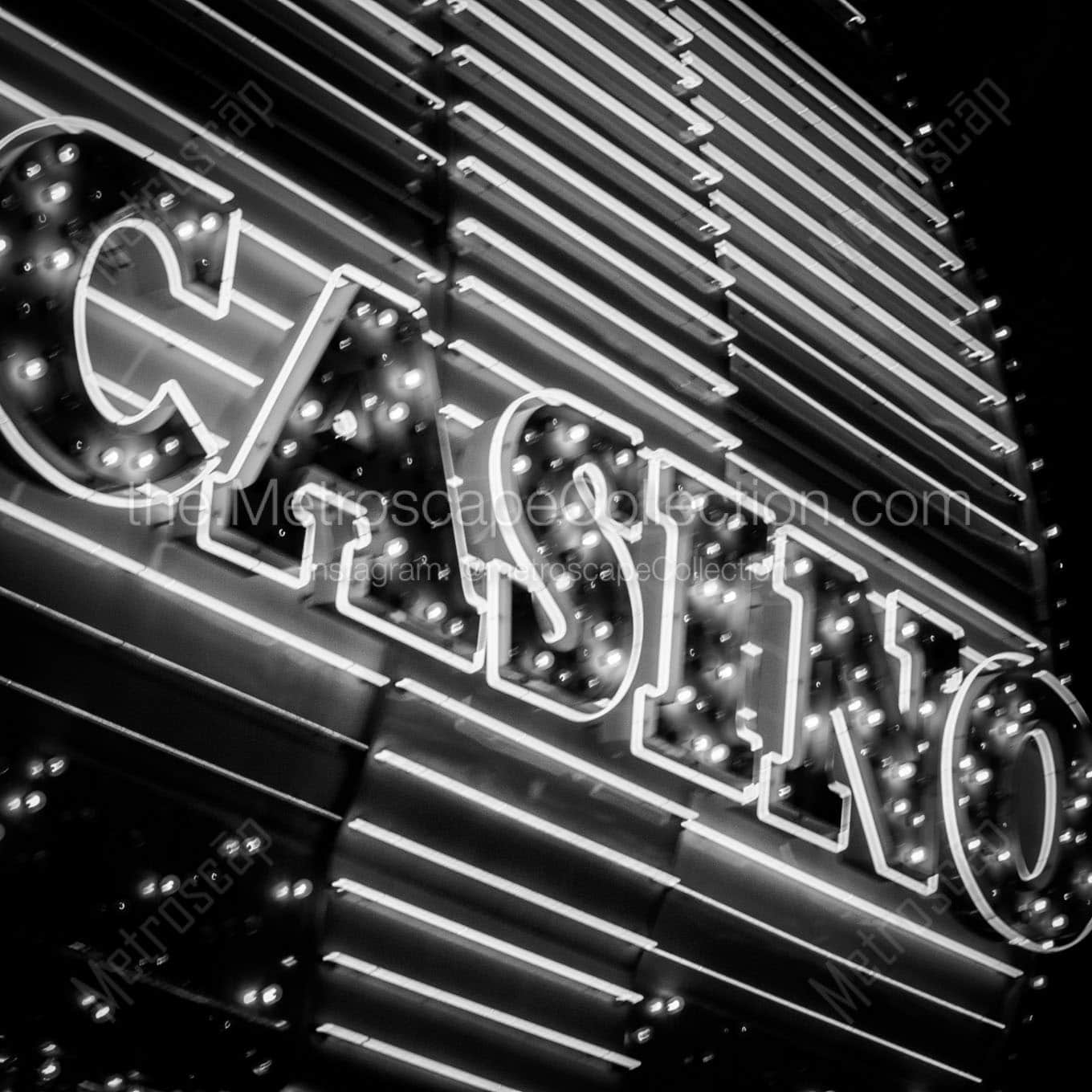casino neon sign at night Black & White Office Art
