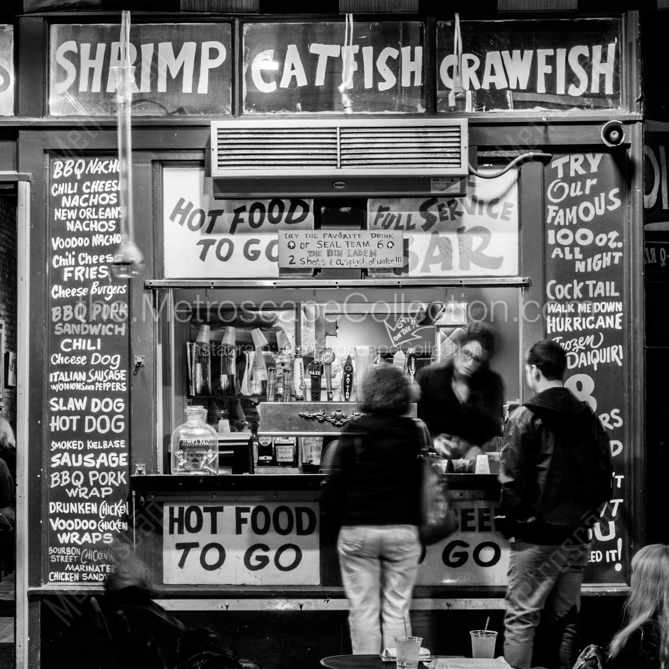 catfish crawfish shrimp beer beale street Black & White Office Art