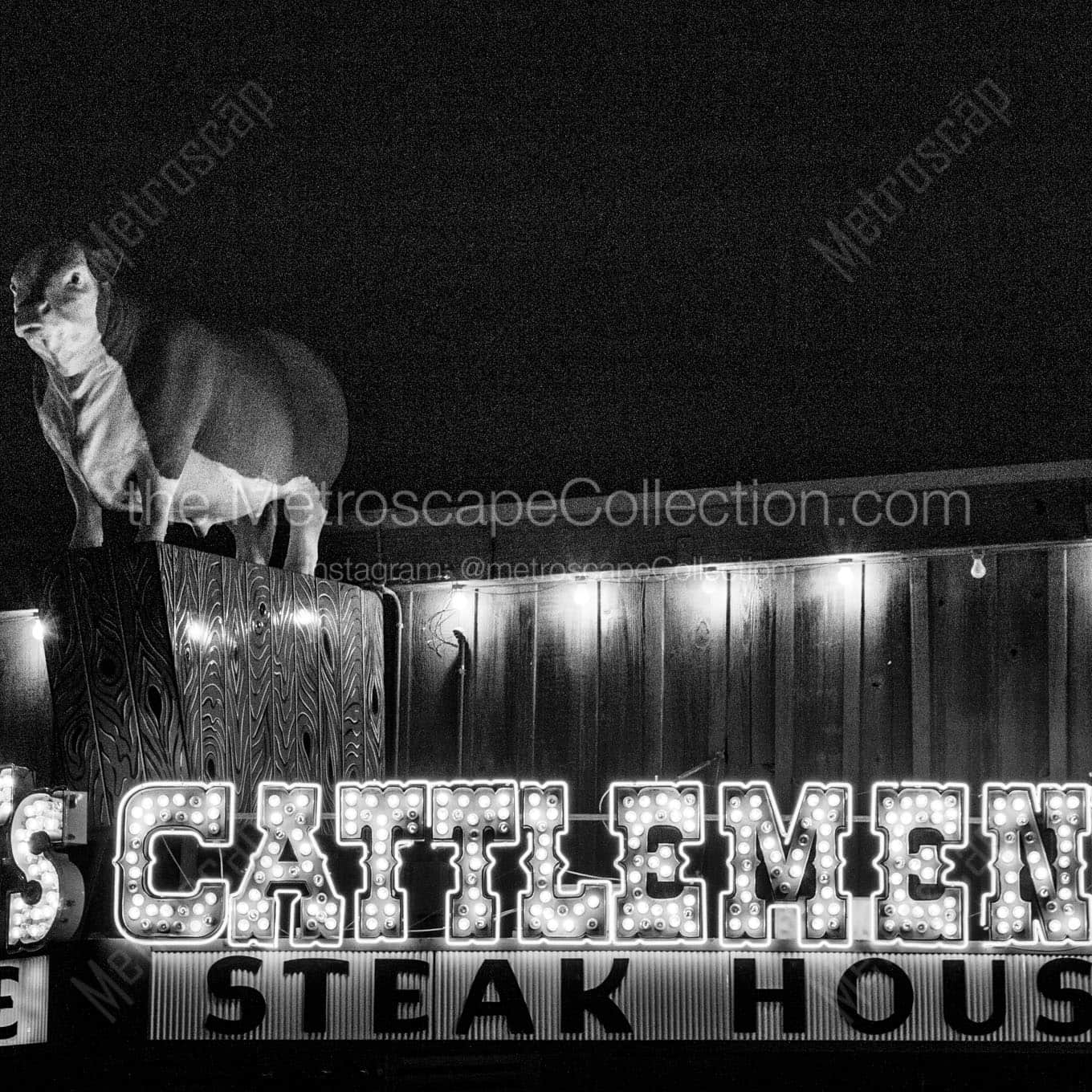 cattlemens steak house Black & White Office Art