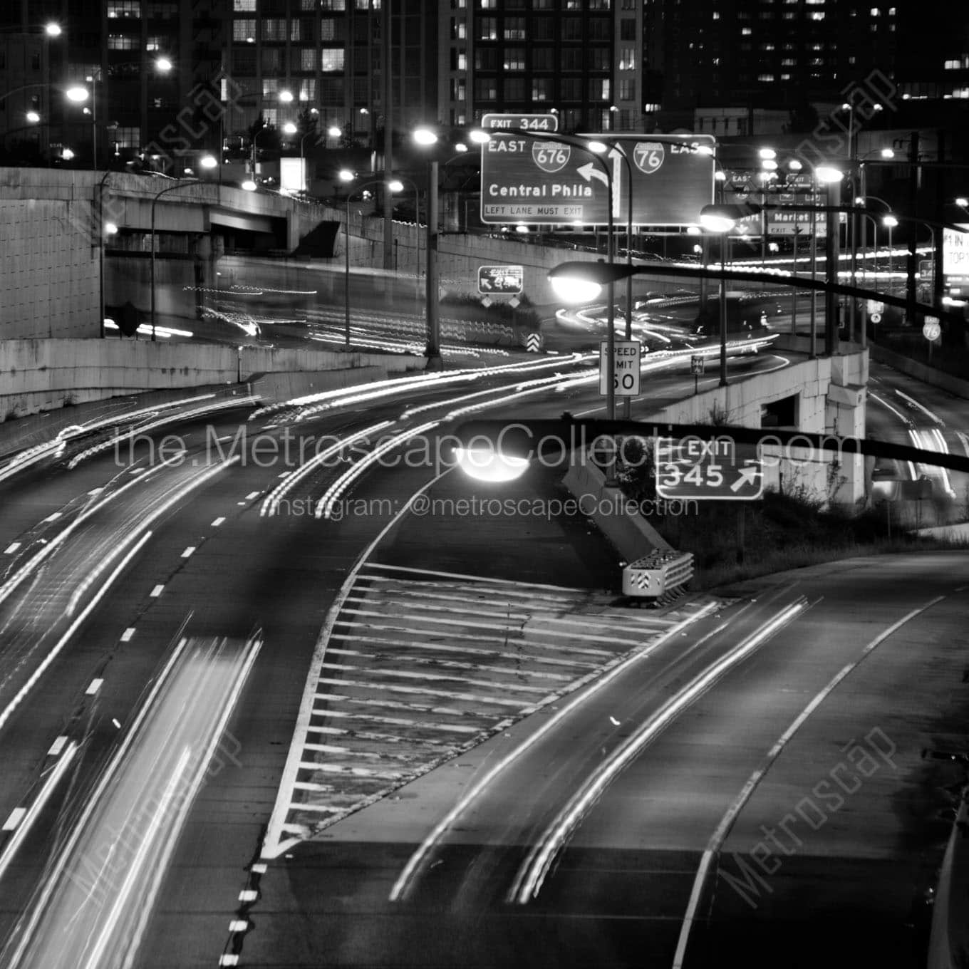 center city central phila exit i76 Black & White Office Art