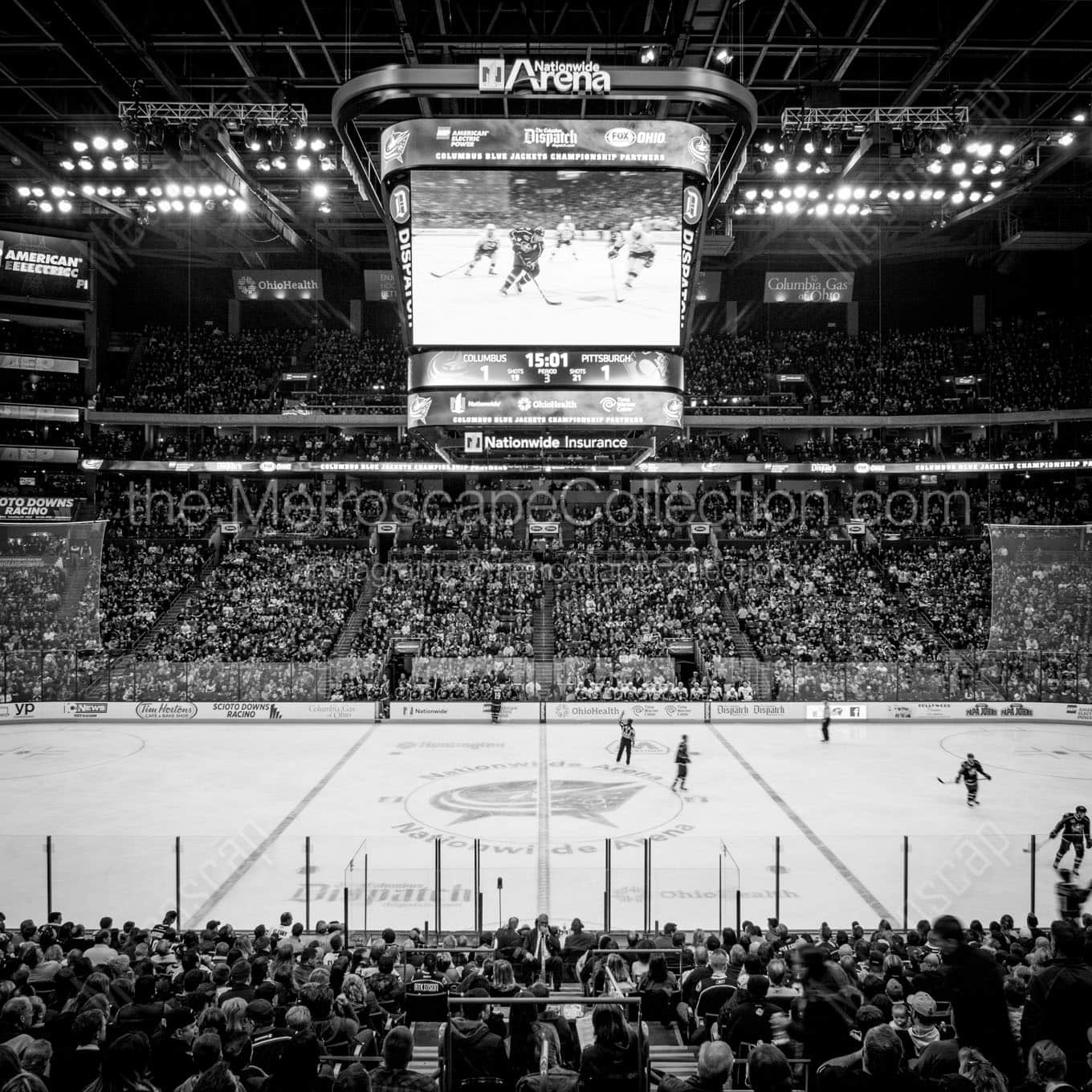 center ice nationwide arena Black & White Office Art