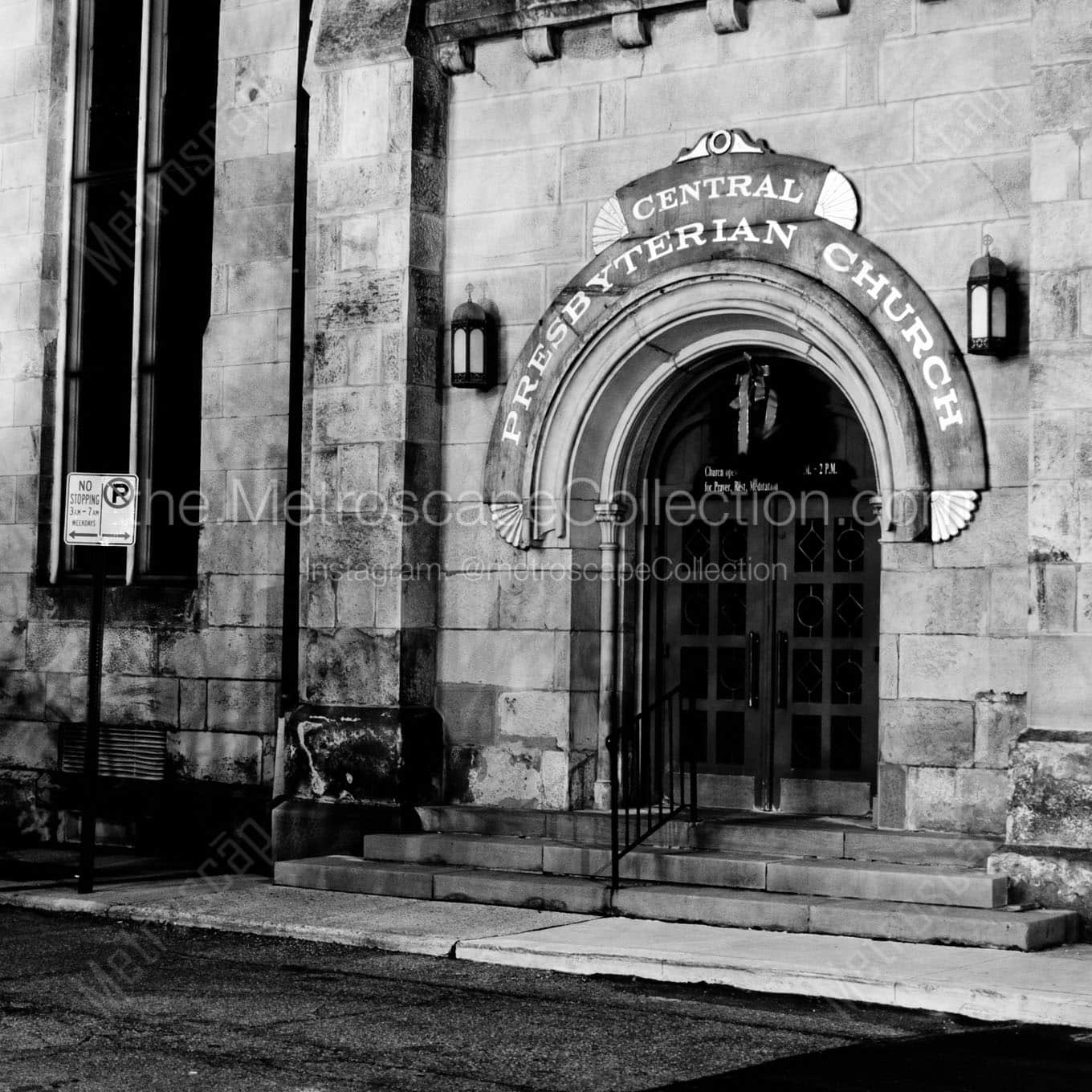 central presbyterian church third street Black & White Office Art