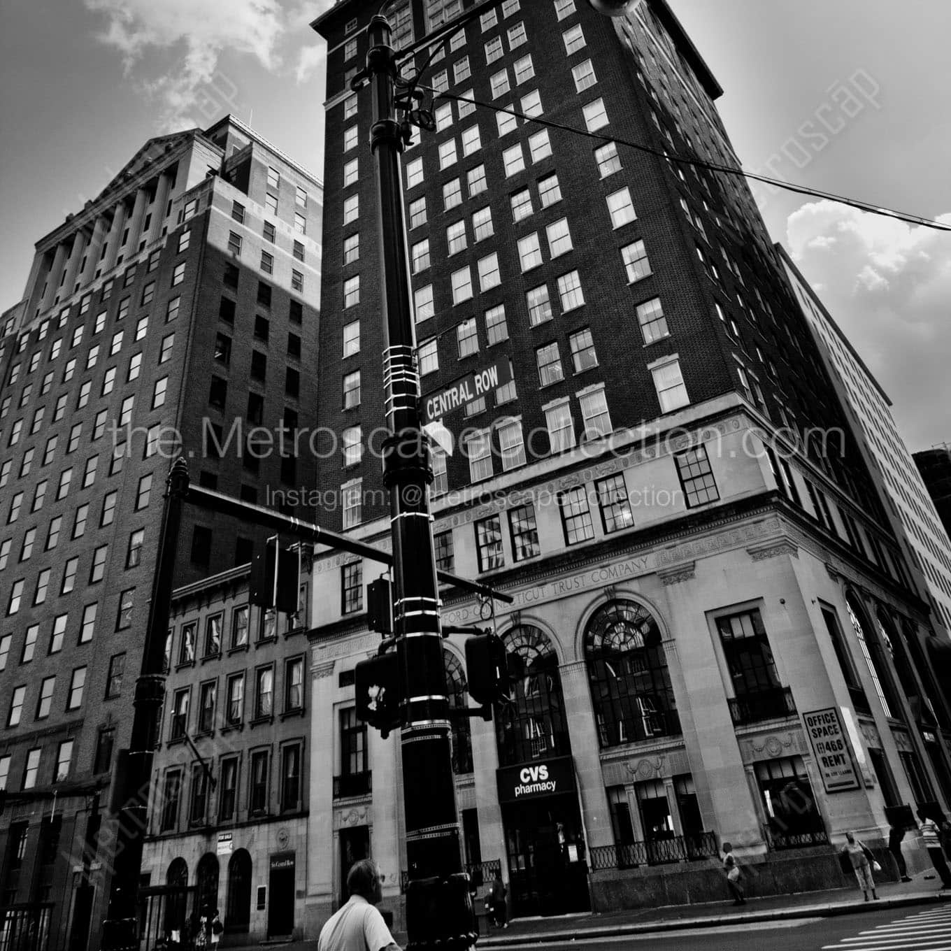 central row downtown hartford connecticut Black & White Office Art