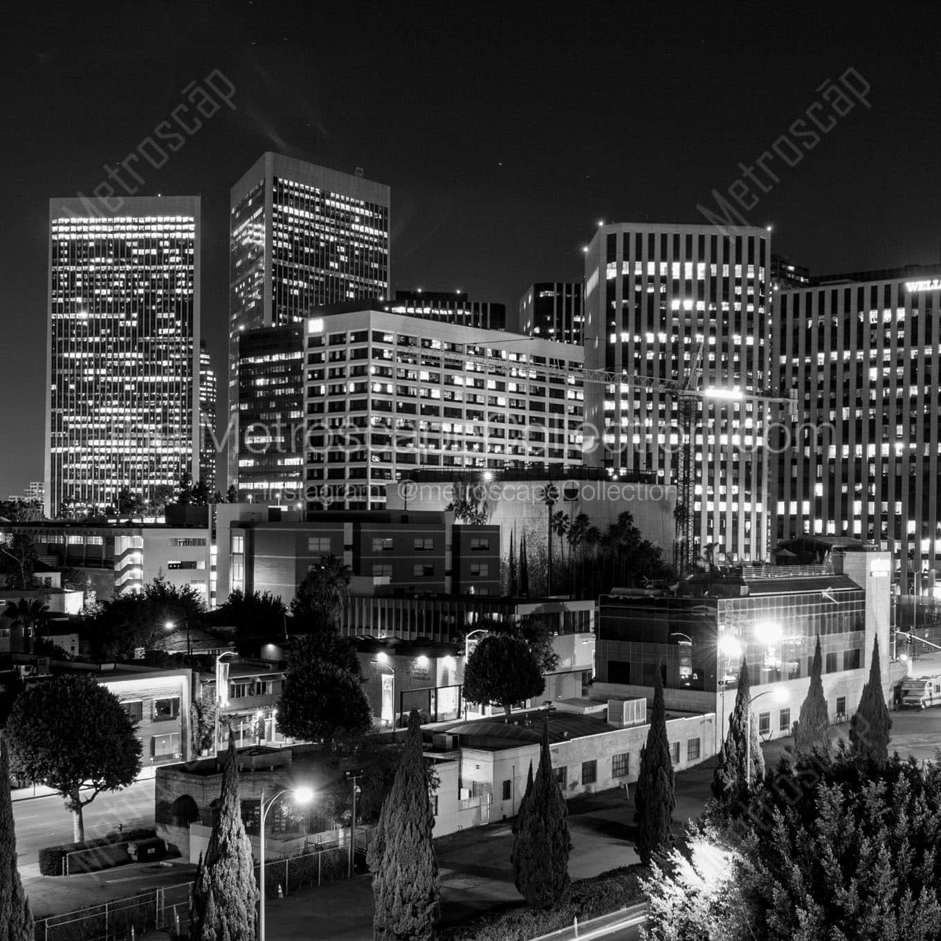 century city skyline at night Black & White Office Art
