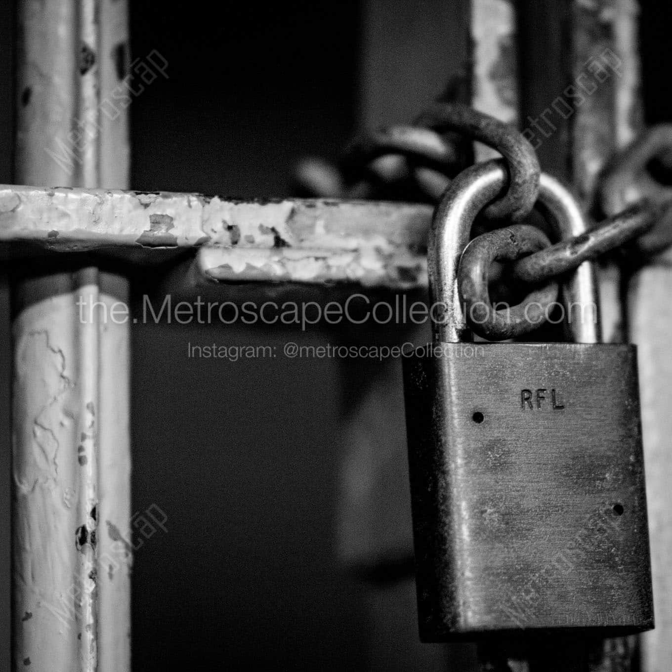 chain lock cell door alcatraz Black & White Office Art
