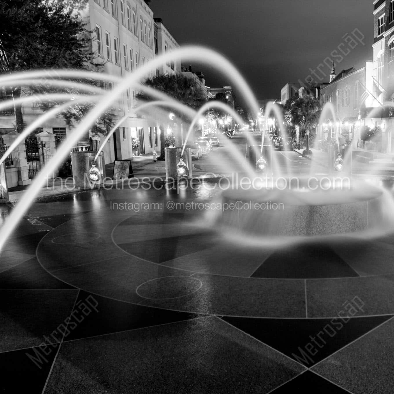 charleston sc waterfront fountain Black & White Office Art