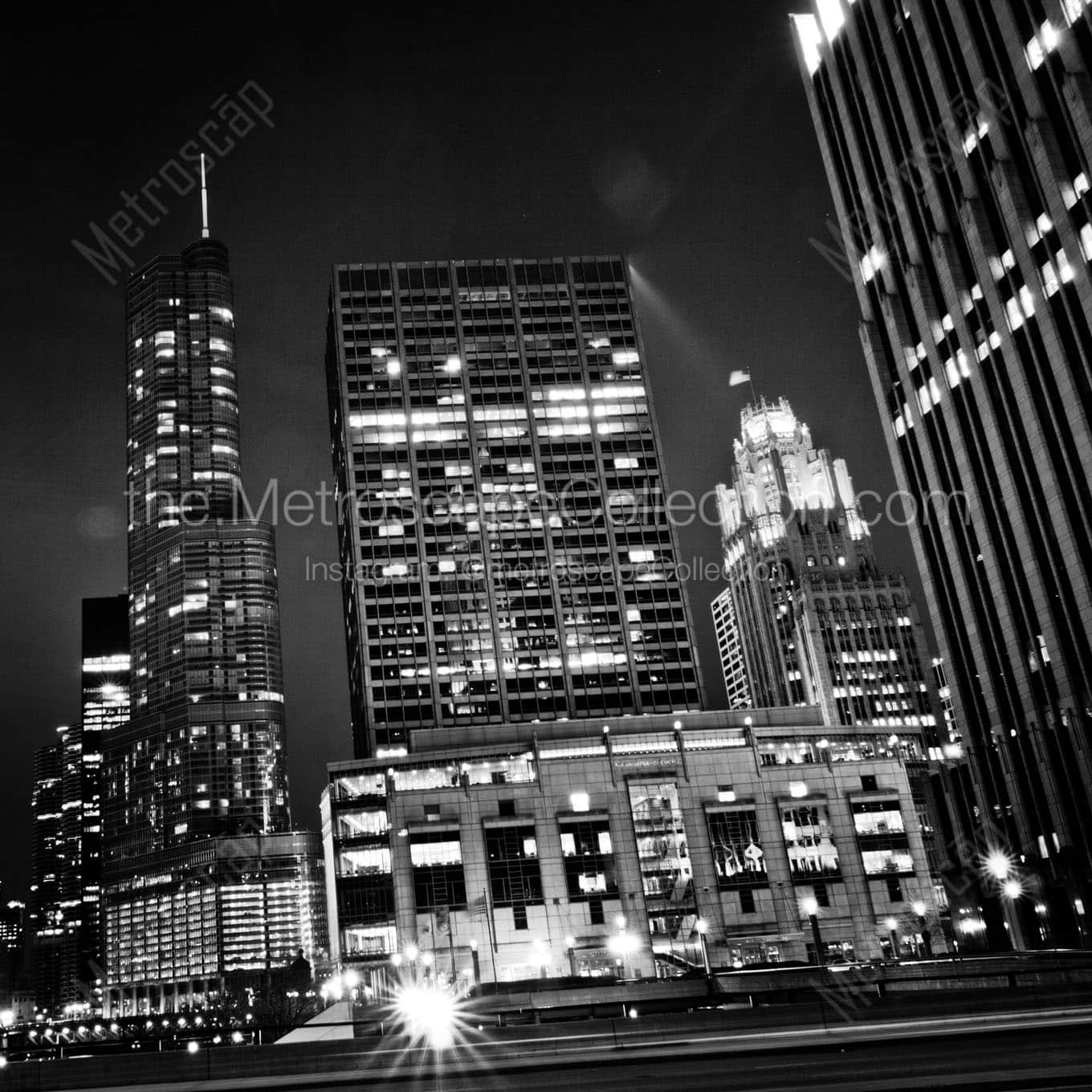 chicago city skyline from university of chicago Black & White Office Art