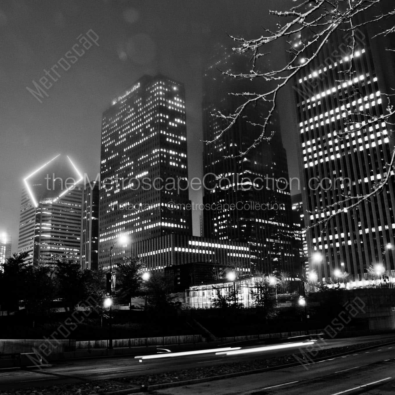 chicago skyline columbus drive randolph street Black & White Office Art
