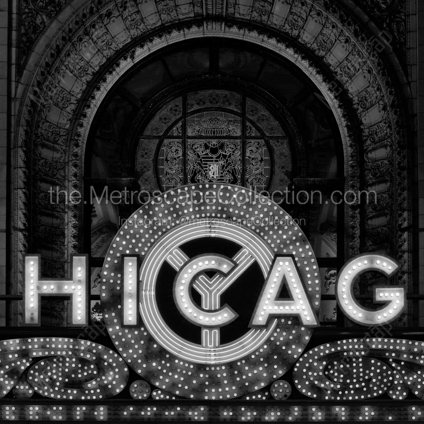 chicago theater sign Black & White Office Art