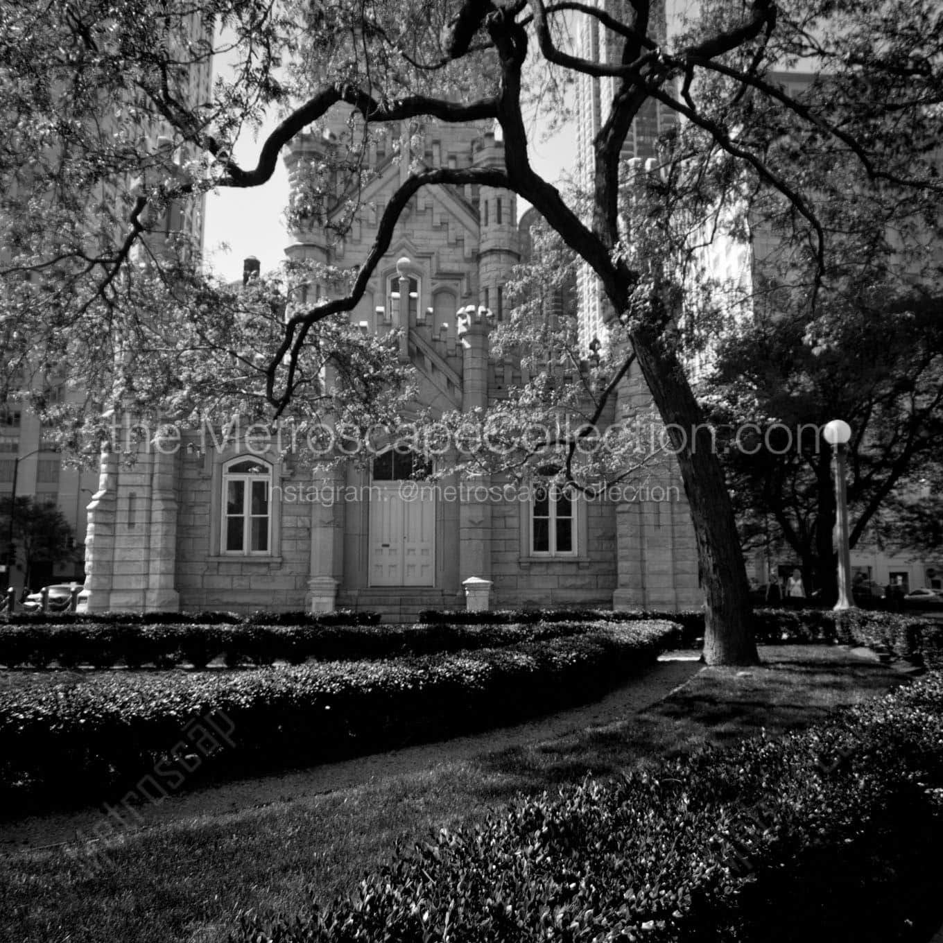 chicago water tower spring time Black & White Office Art