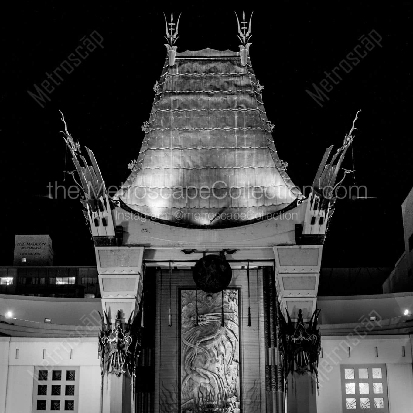 chinese theater at night Black & White Office Art