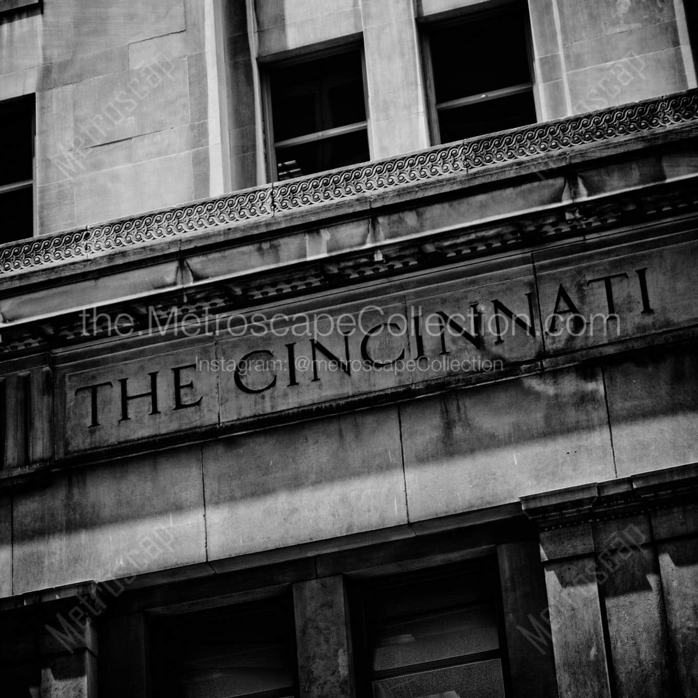 cincinnati engraved in building Black & White Office Art