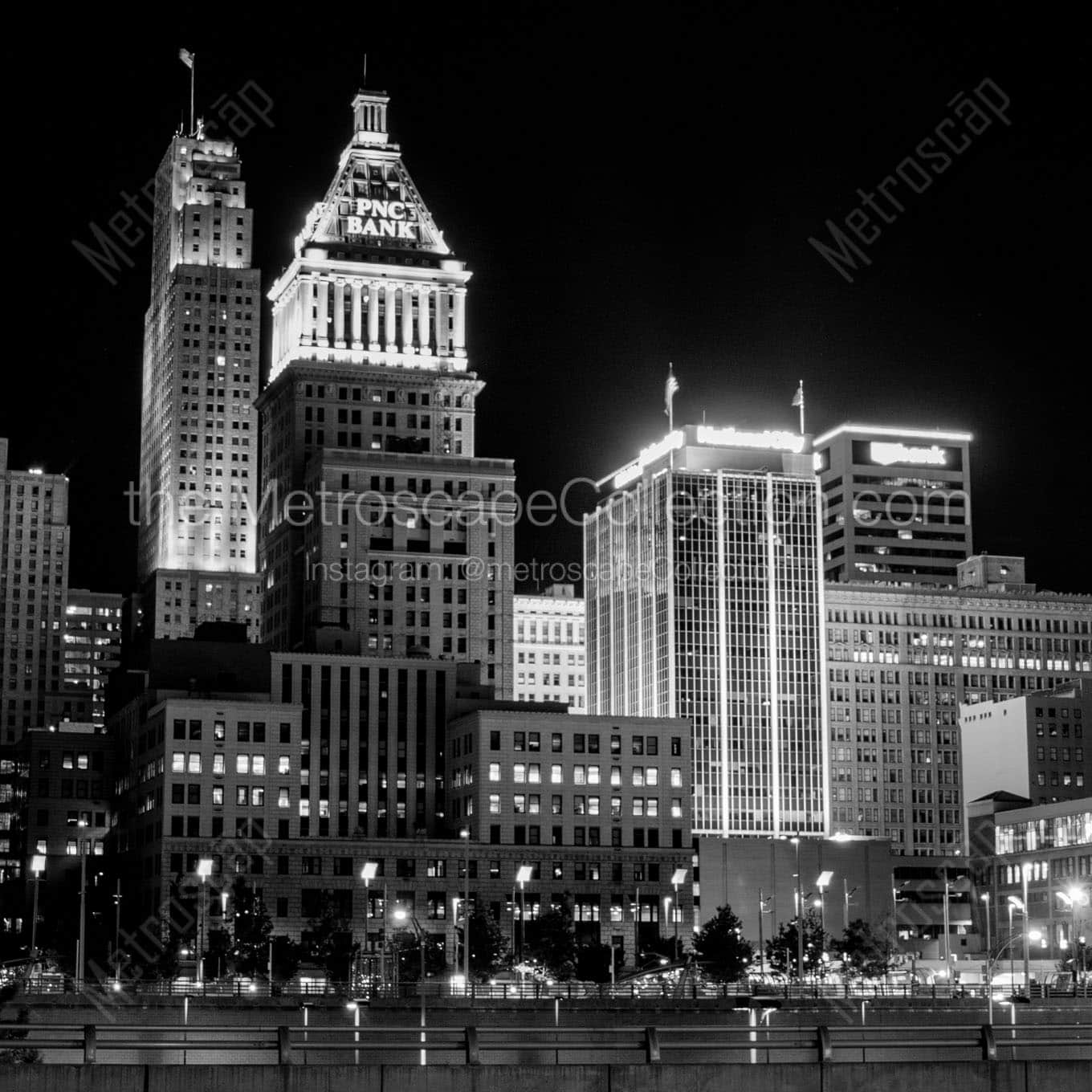 cincinnati skyline paul brown stadium Black & White Office Art