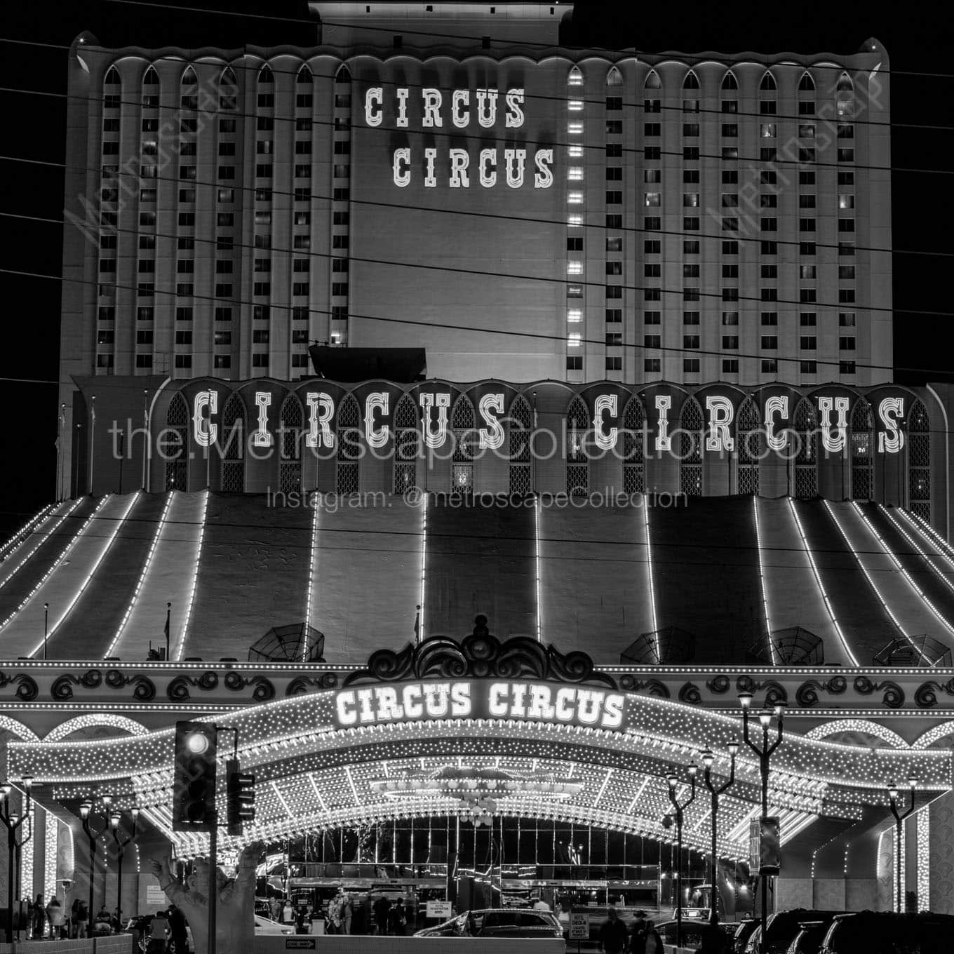 circus circus at night Black & White Office Art