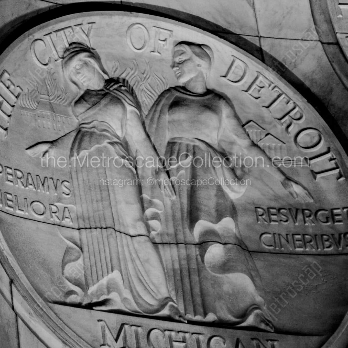 city of detroit seal at night Black & White Office Art