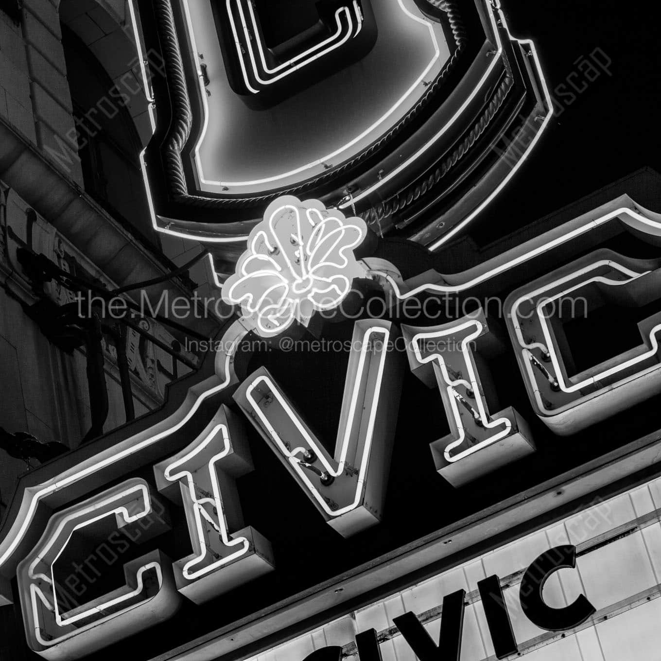 civic theater sign Black & White Office Art