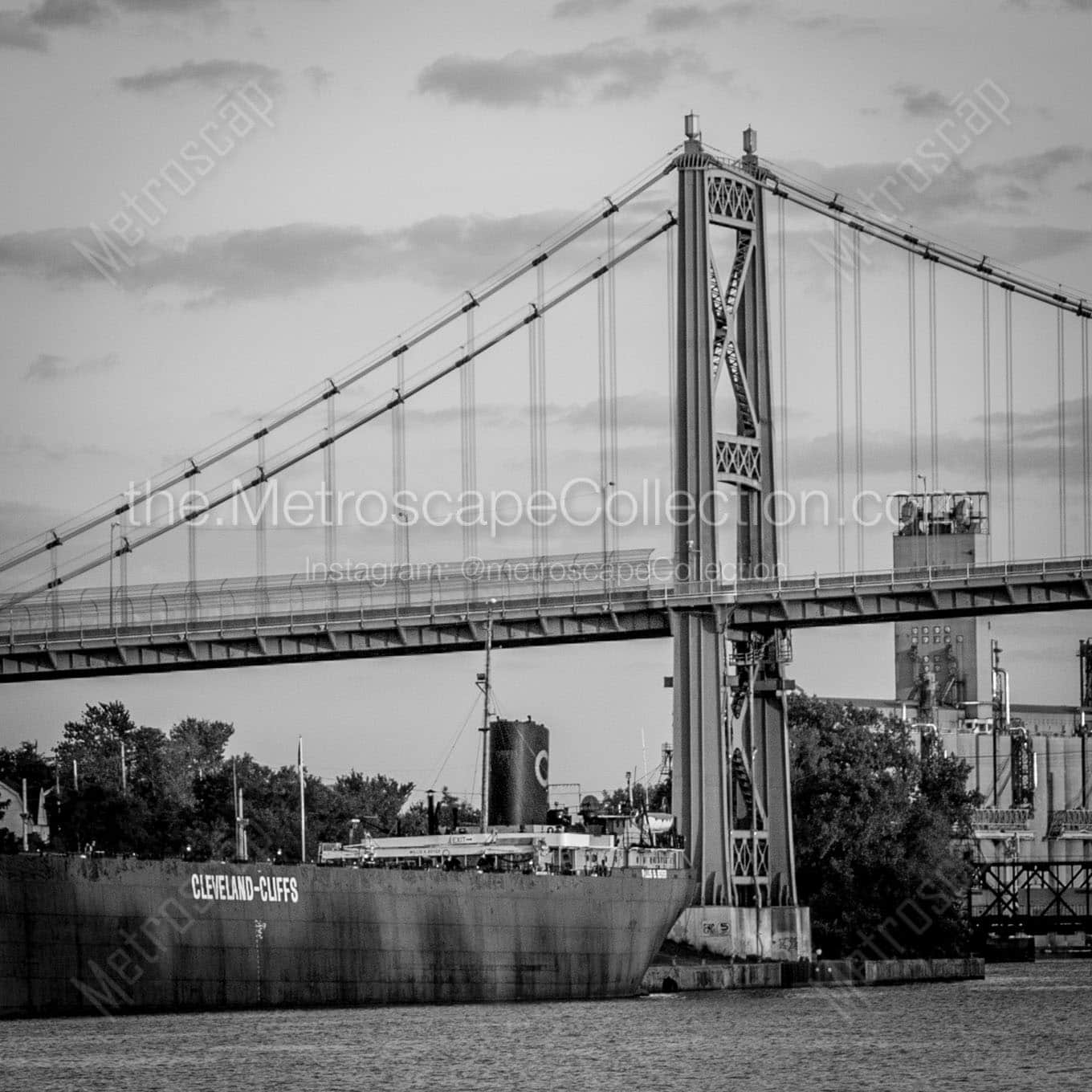 cleveland cliffs barge maumee river Black & White Office Art