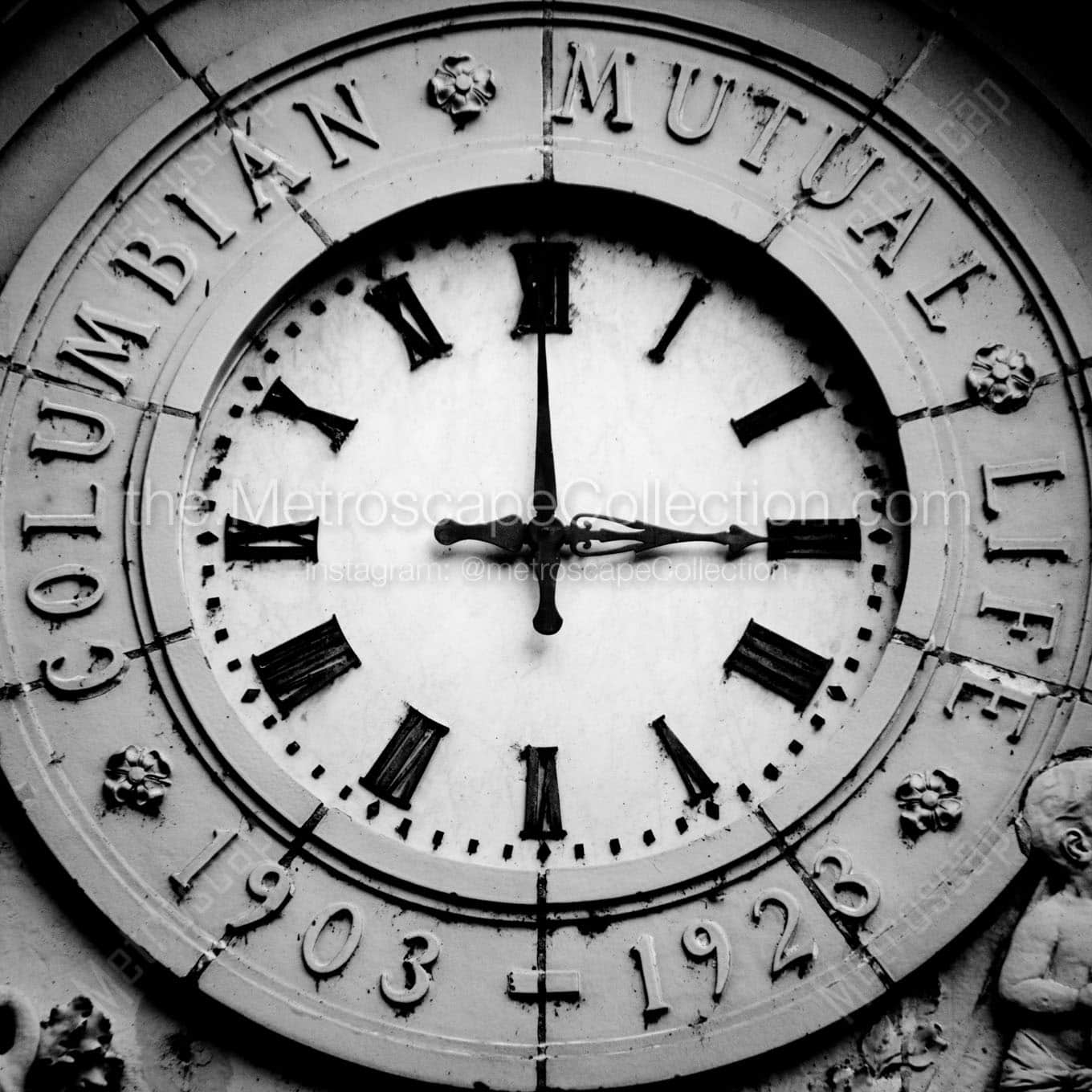 columbia mutual life building clock Black & White Office Art