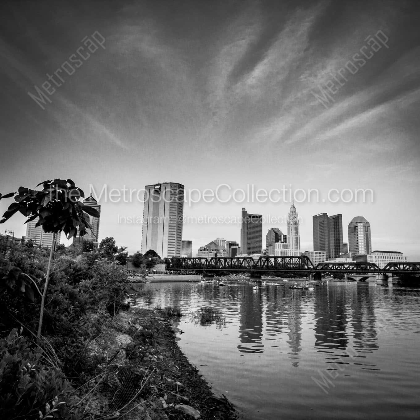 columbus skyline day time view Black & White Office Art