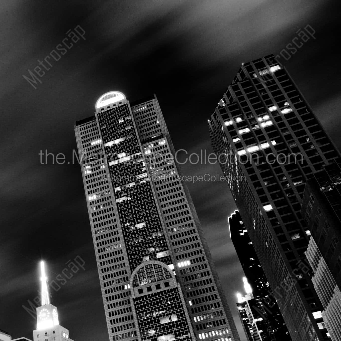 comerica building at night Black & White Office Art