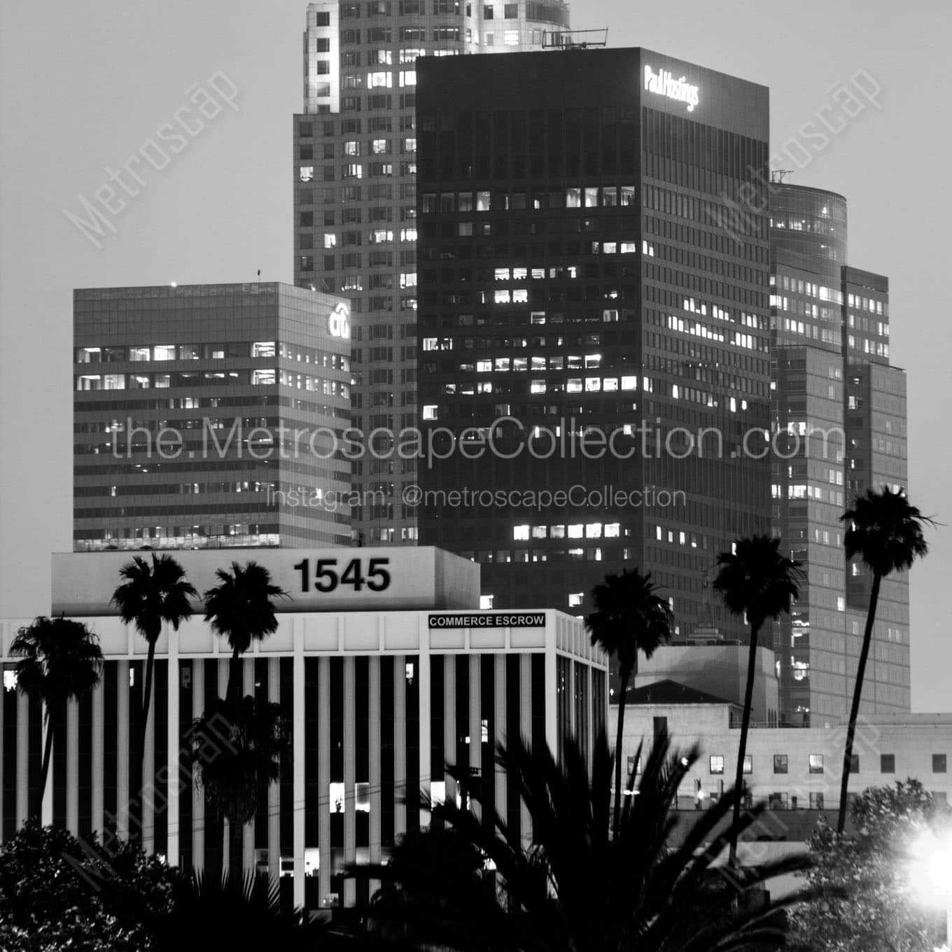 commerce escrow paul hastings buildings downtown la Black & White Office Art