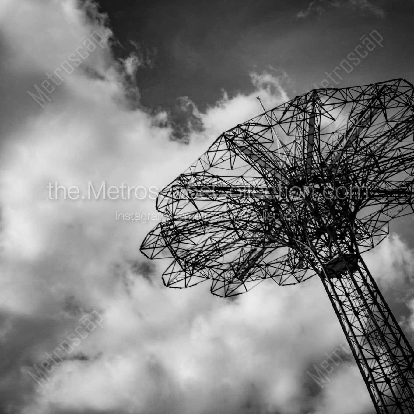 coney island parachute ride Black & White Office Art