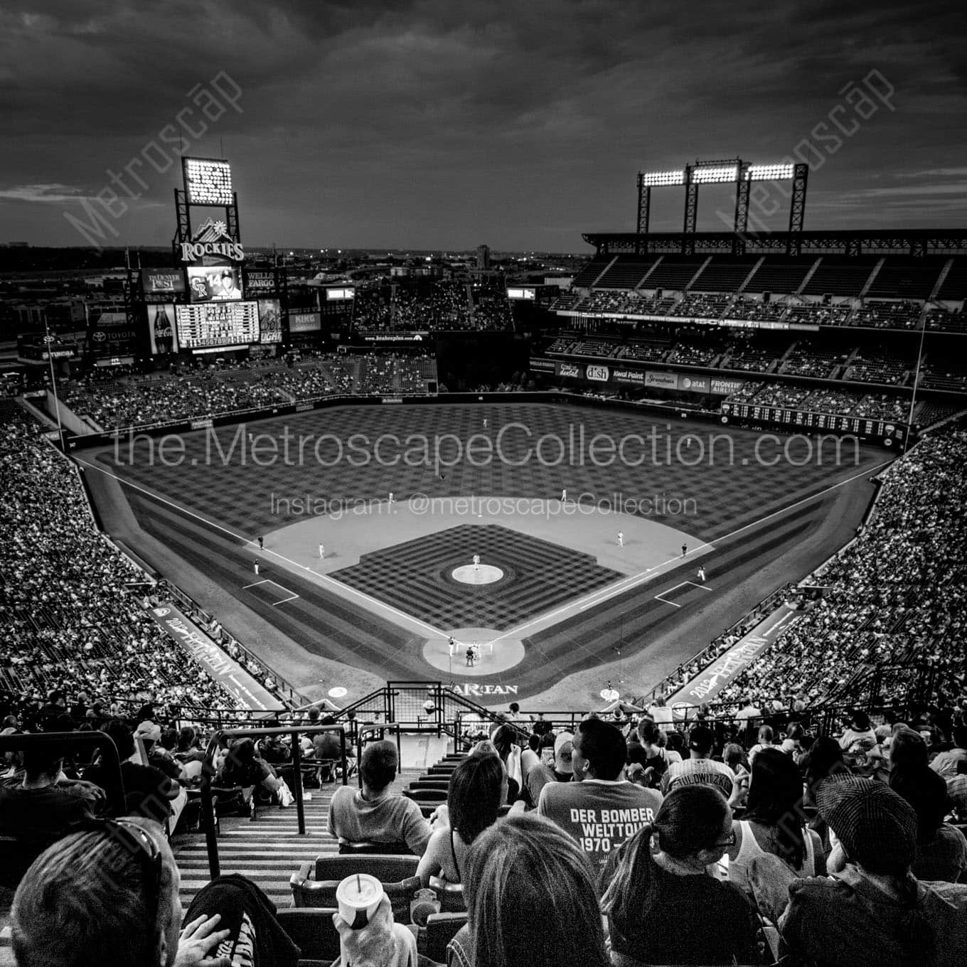 coors field at night Black & White Office Art